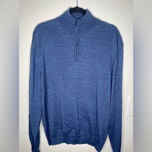 Neiman Marcus Long Sleeve 1/4 Zip Knit Sweater Men’s XL Wool Blend Blue